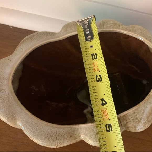 Vintage Brown & Tan Drip Glaze 260 USA Ceramic Cornucopia - Picture 8 of 16